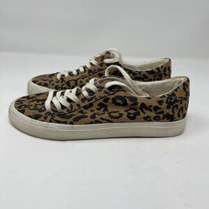 Madewell Sidewalk low top lace up sneaker animal print leopard brown black 9